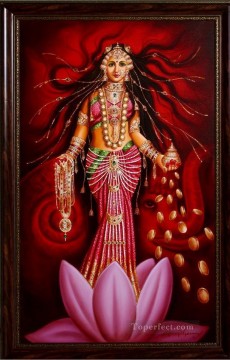 Lakshmi Goddess of Fortune and Prosperity India Oil Paintings